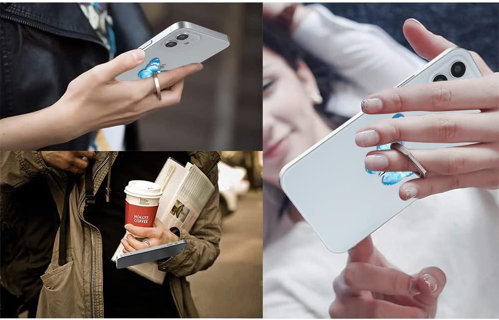 Bonoma Cute Butterflies Phone Ring Holder, 3 Pack Universal Finger Ring Stand Grip Kickstand Ring, 360° Rotation Universal Stylish Stand Compatible with All Smartphones