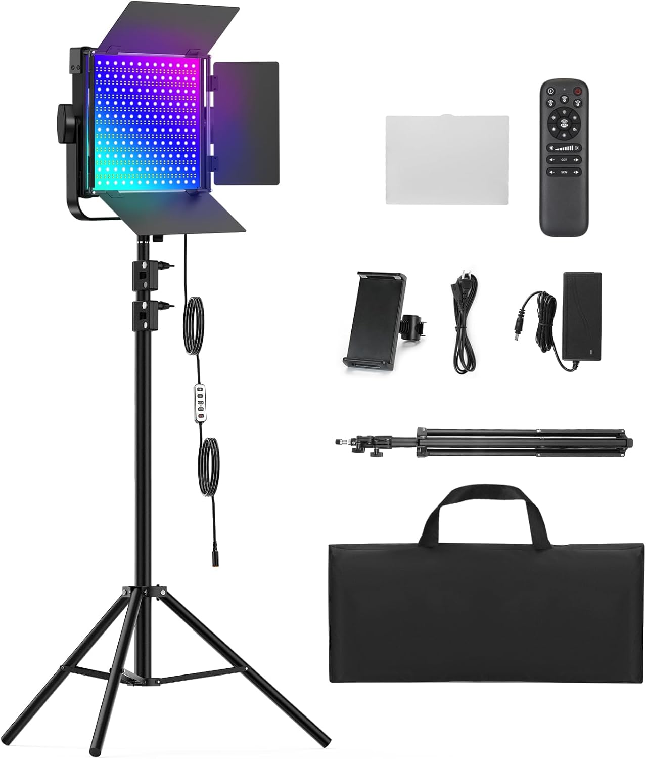 RGB Photography Lighting Kit, 50W Bi-Color Professional LED Studio Lights, 2300k~8500k Dimmable Photo Lights for Photography Filming Camera Video Recording Stage Shooting Streaming YouTube TikTok