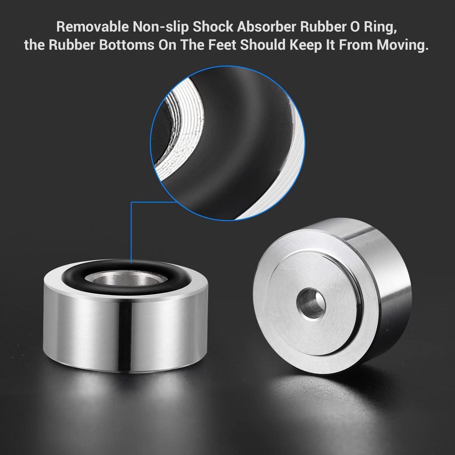 Facmogu 4PCS Silver Aluminum Alloy Speaker Isolation Feet, Turntable Isolation Pad for Reduce Vibration & Resonance, Speaker Spike Pads with Non-Slip Rubber Ring for Amplifier HiFi Devices Recorder CD