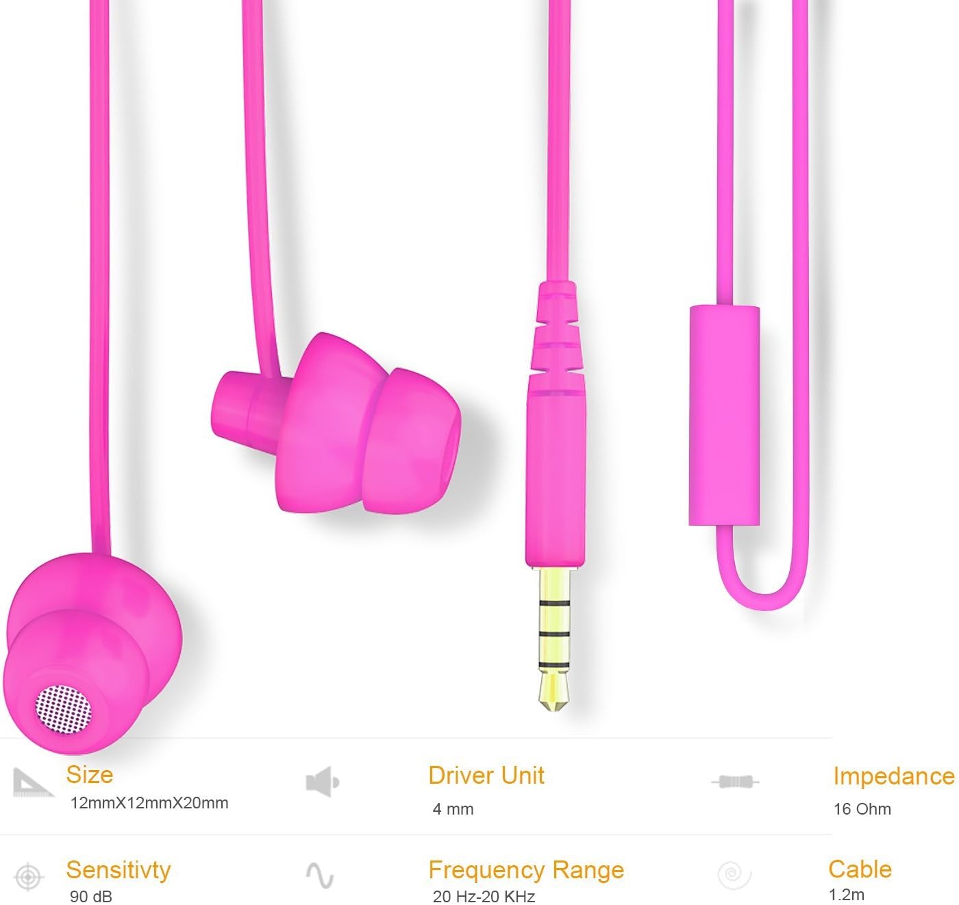 MAXROCK (TM Super Mini Total Soft Silicon Earbuds Headphones with Mic Music Sleep Choice for Cellphones Ipad Tablet Mp3 Laptop and Most 3.5mm Audio Player (Pink)