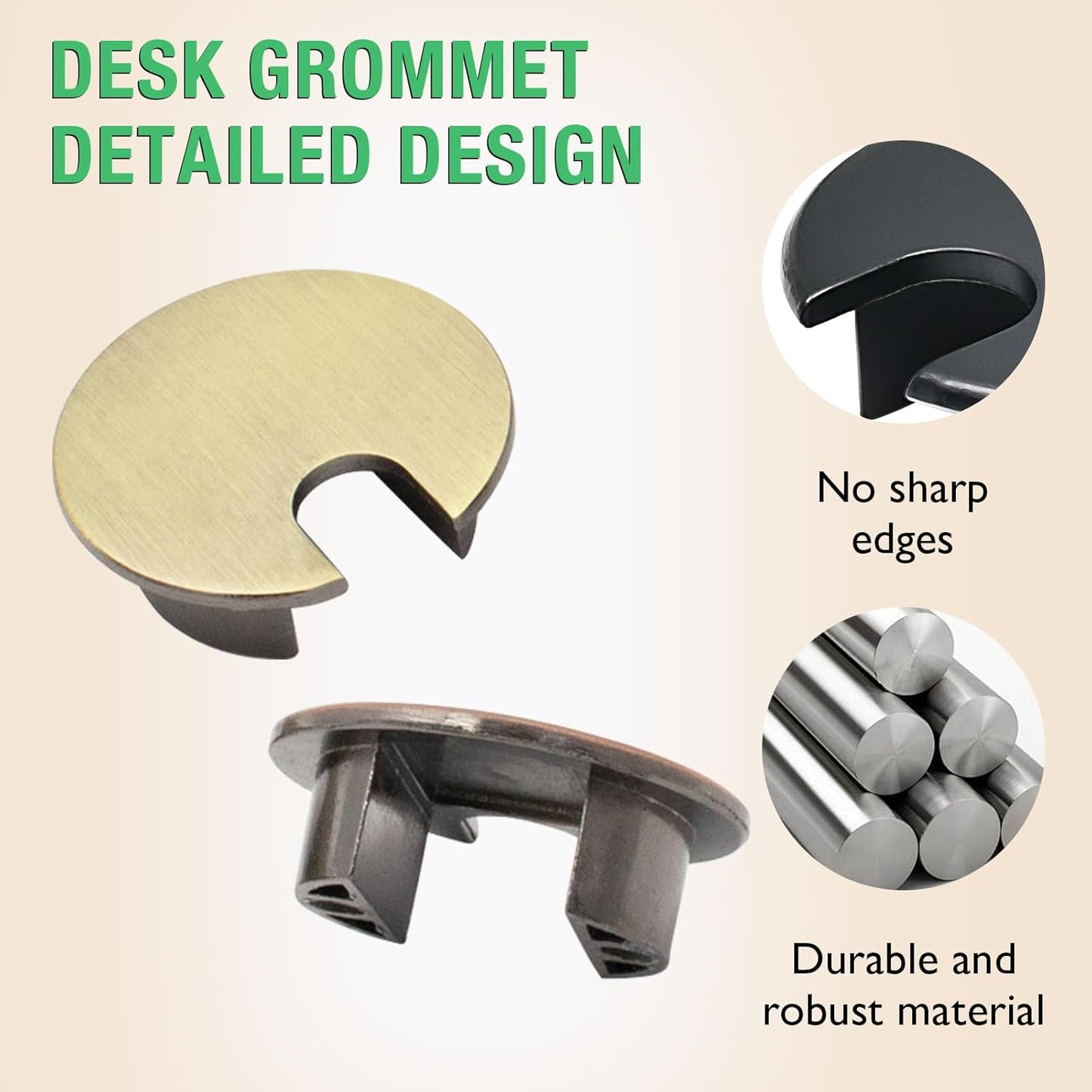 1 Pcs Desk Grommet 1-3/8" / 35 mm, Desk Cord Hole Cover, Cable Grommet Metal Zinc Alloy Materilal, Desk Hole Grommet for Home & Office Pc, Detachable Cable Cord Organizer-Copper Red