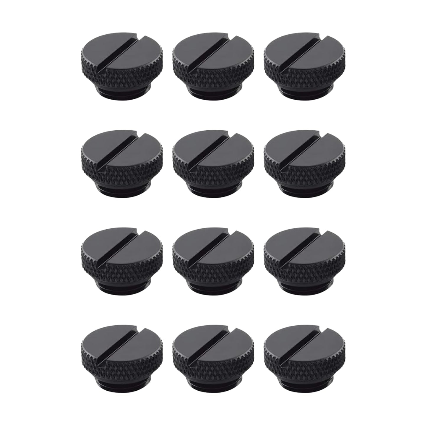 dracaena.io 12 pack G1/4" thread, Thin water Stop Plug Fitting with Coin Slot for Computer water cooling System, durable brass/copper material, Black