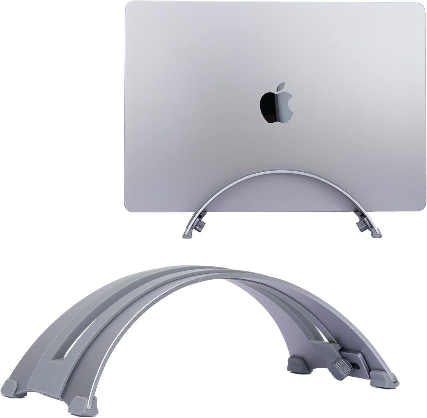 Adjustable Vertical Laptop Stand - 6061 Aluminum, CNC Precision, Anodized Finish, Fits All Laptops Including 17-inch, Ventilated Design, Anti-Slip Silicone Pads, ARC Shaped Stands