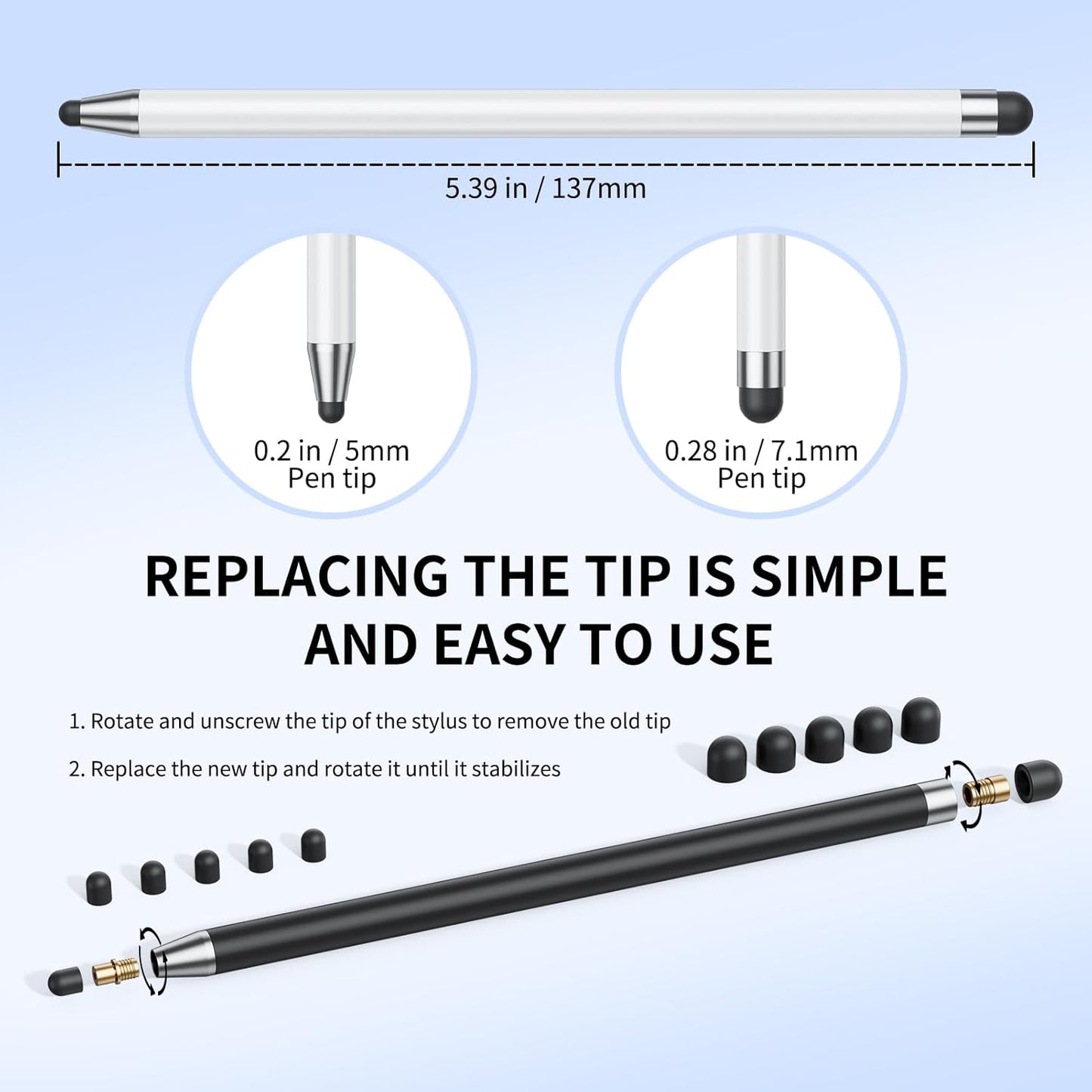 Stylus (10Pcs), Stylus Pen for Touchscreen, High Precision and Sensitivity Stylus Pen for iPad/iPhone/Samsung/Android Smartphone and Tablets, Compatible with All Capacitive Touch Screen (White)