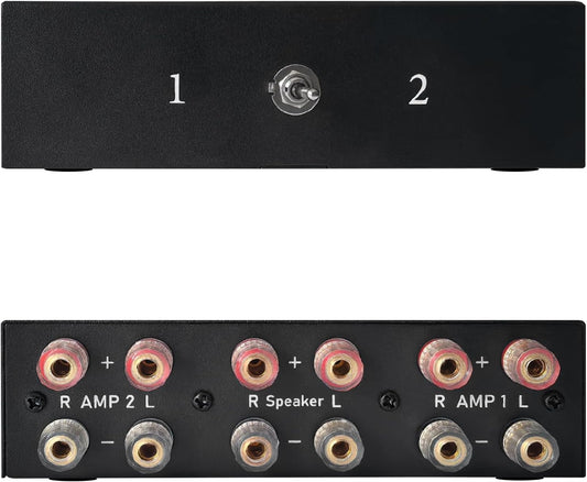 Y.D.F 2 Port Amplifier Speaker Selector, 2(1)-in-1(2)-Out Amp Speaker Switcher Selector, AMP A/B Switch Splitter 2-Way Loudspeaker Control Combiner Box