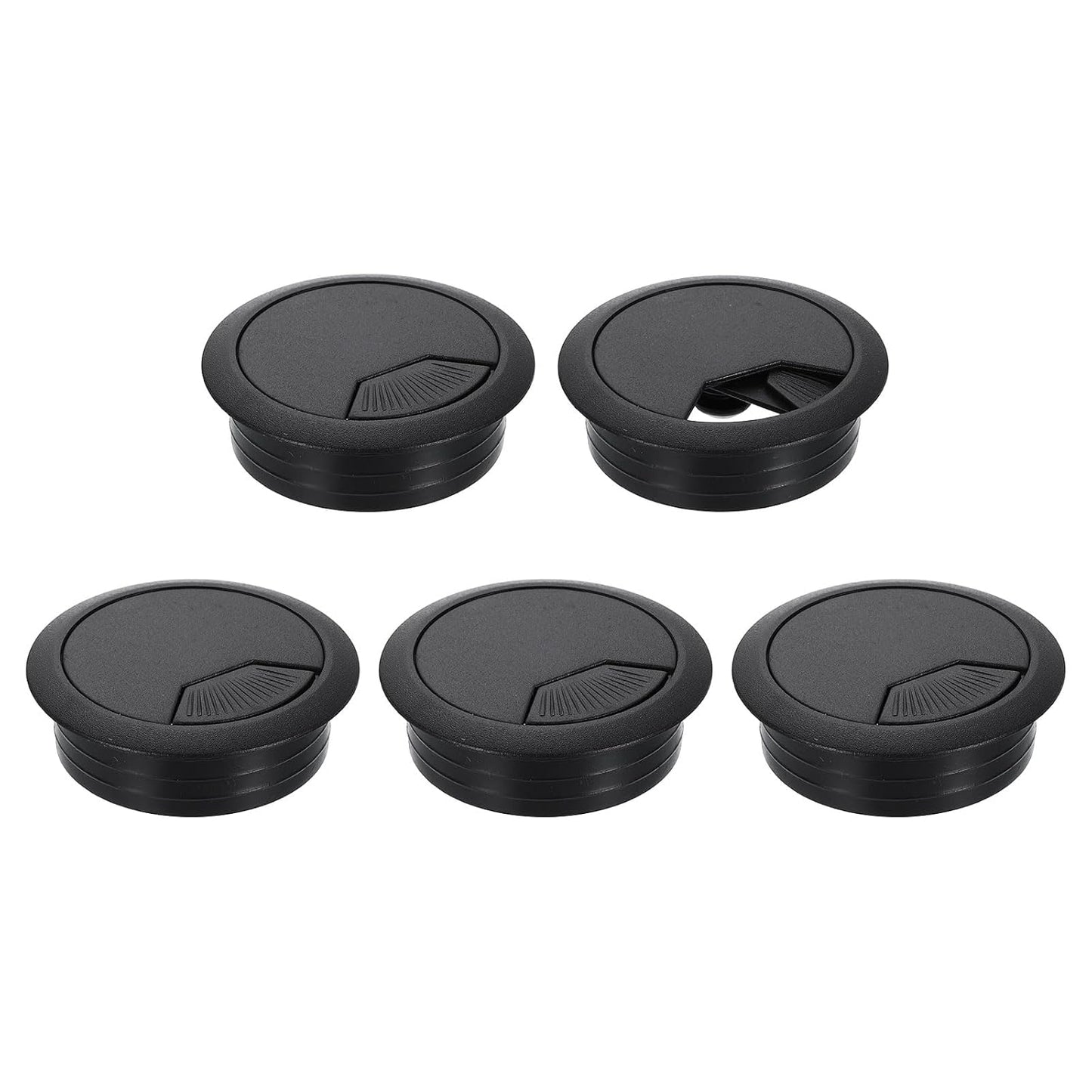 uxcell 5 Pcs 50mm (1.97 Inch) Desk Grommet, Plastic Cable Hole Cover, Wire Cord Cable Organizer for Home Office Computer Desk Cabinet, Black