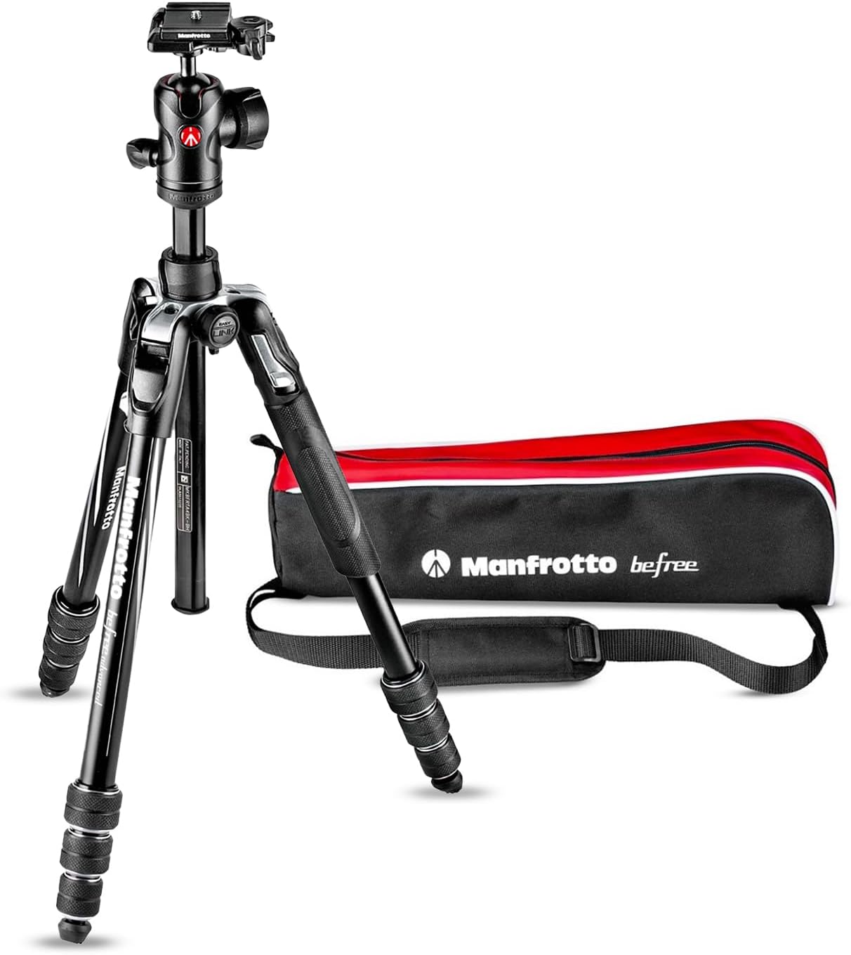 Manfrotto Befree Advanced Camera Tripod Kit with Twist Closure, Travel Tripod Kit with Ball Head, Portable and Compact, Camera Tripod in Aluminum for DSLR, Reflex, Mirrorless, Camera Accessories