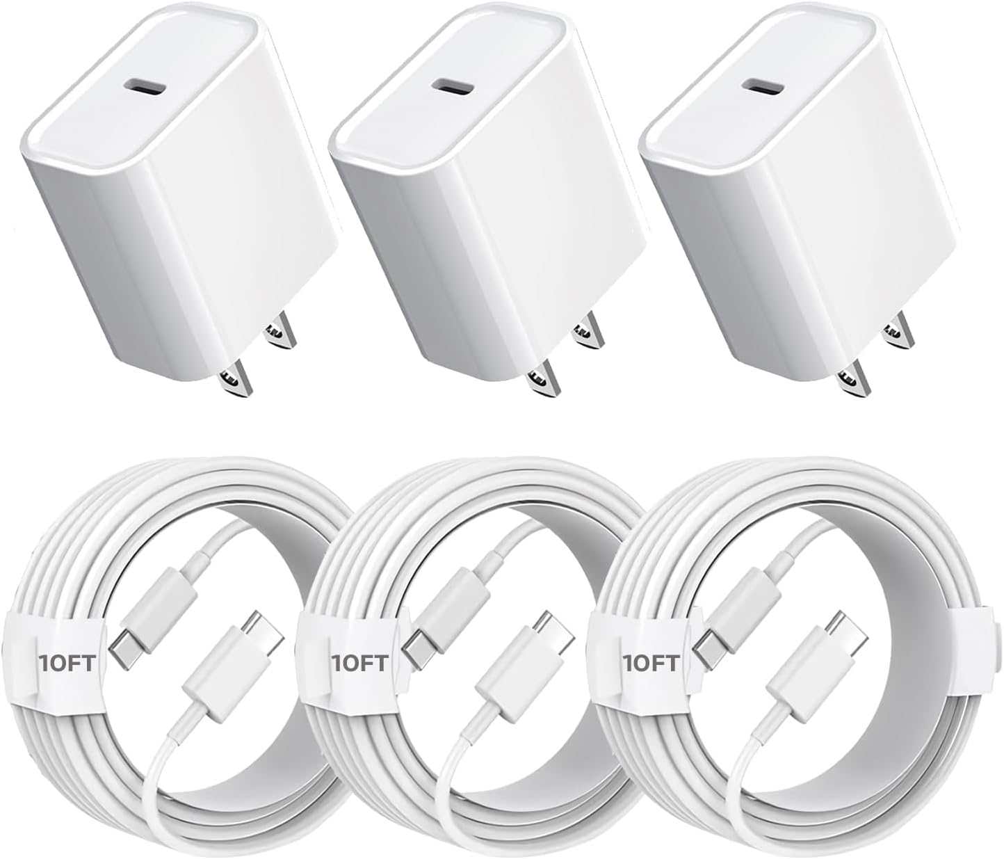 iPhone 16 Charger Fast Charging, 3Pack 20W USB C Fast Charger Plug 10ft USB C to USBC Cable Cord Compatible iPhone 16/16 Pro Max/15 Pro/15 Plus,iPad Air M2 11/13 inch,iPad Pro M4 11/13inch,iPadAir 4/5