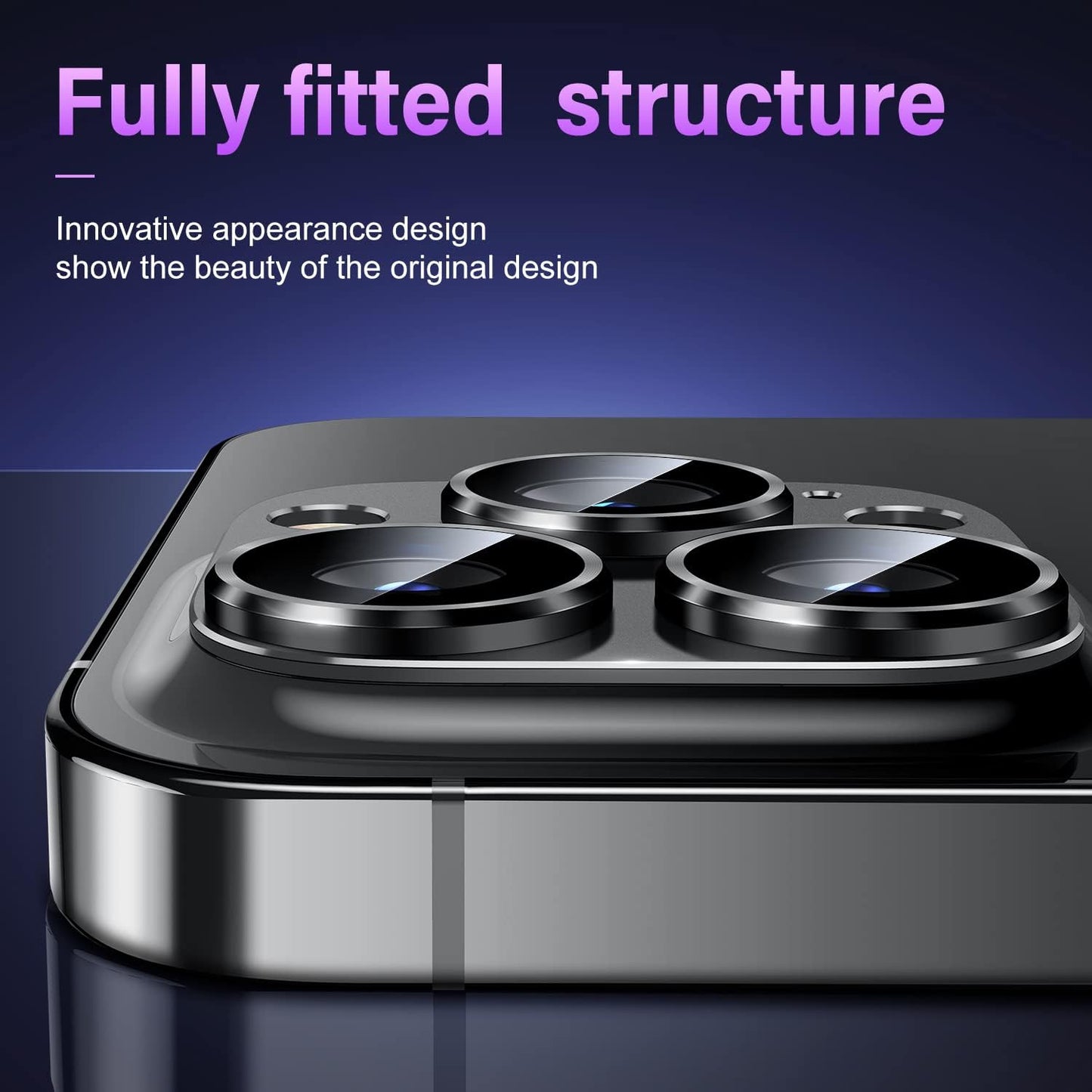 Uyiton for iPhone 14 Pro/iPhone 14 Pro Max Camera Lens Protector, [Drop Protection] 9H Tempered Glass Camera Cover Screen Metal Ring Case Friendly Scratch Resistant Easy to Install - Black