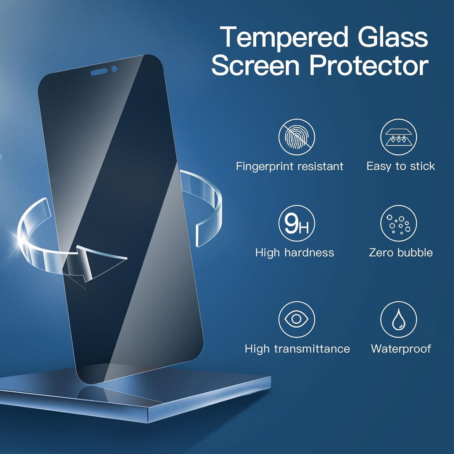 NEW'C 3 Pack Privacy for iPhone 12,iPhone 12 Pro Screen Protector (6.1"), Enhanced 28-Degree Privacy Angle, Ultra Durable 9H Hardness, Bubble-Free