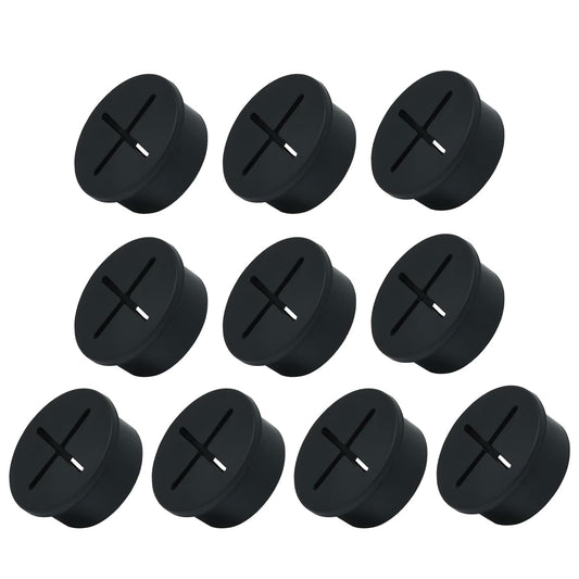 10Pcs Desk Grommet, 1" (25mm) Black Silicone Cord Hole Cover, Flexible Rubber Wire Grommets, Wall Grommets for Cables Management, Table, Countertop, Cabinets and Furnitures Wire Organizer