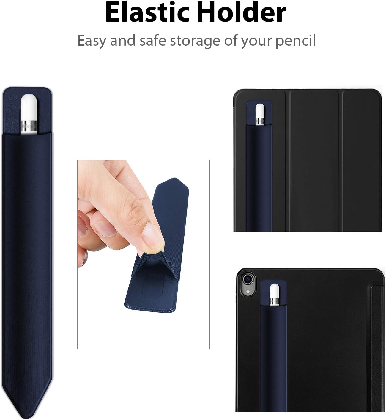 Doormoon Stylus Adhesive Pencil Holder for Apple Pencil (1st and 2nd Gen) - Compatible for iPad Pro 11/10.9/9.7 & iPad 6th 2020 Gen Cases, Blue Blue
