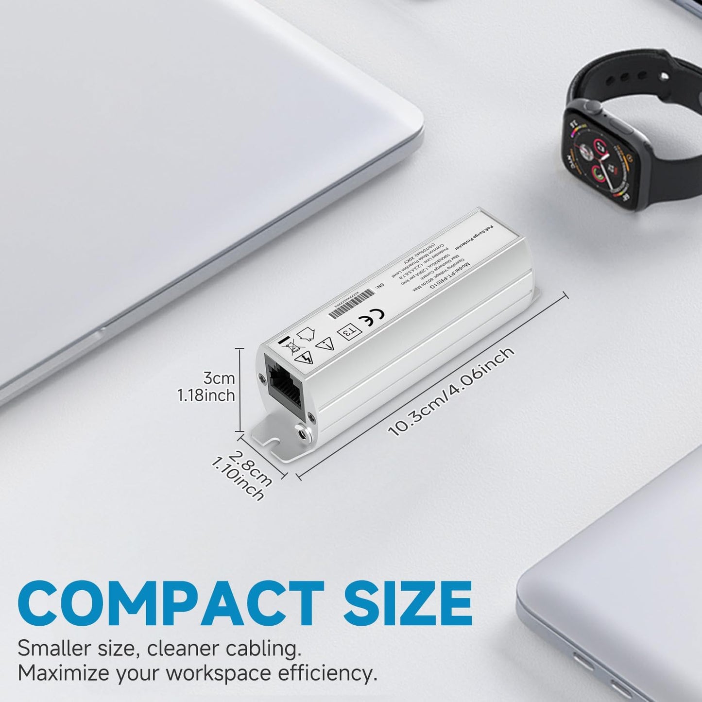 PROCET Ethernet Surge Protector Gigabit - 20KV Industrial Lightning Arrestor for -40°F to 185°F, 120Wmax PoE++ RJ45 Surge Protector, 10/100/1000Mbps, Gas Discharge Tube（GDT）, PT-PR01G