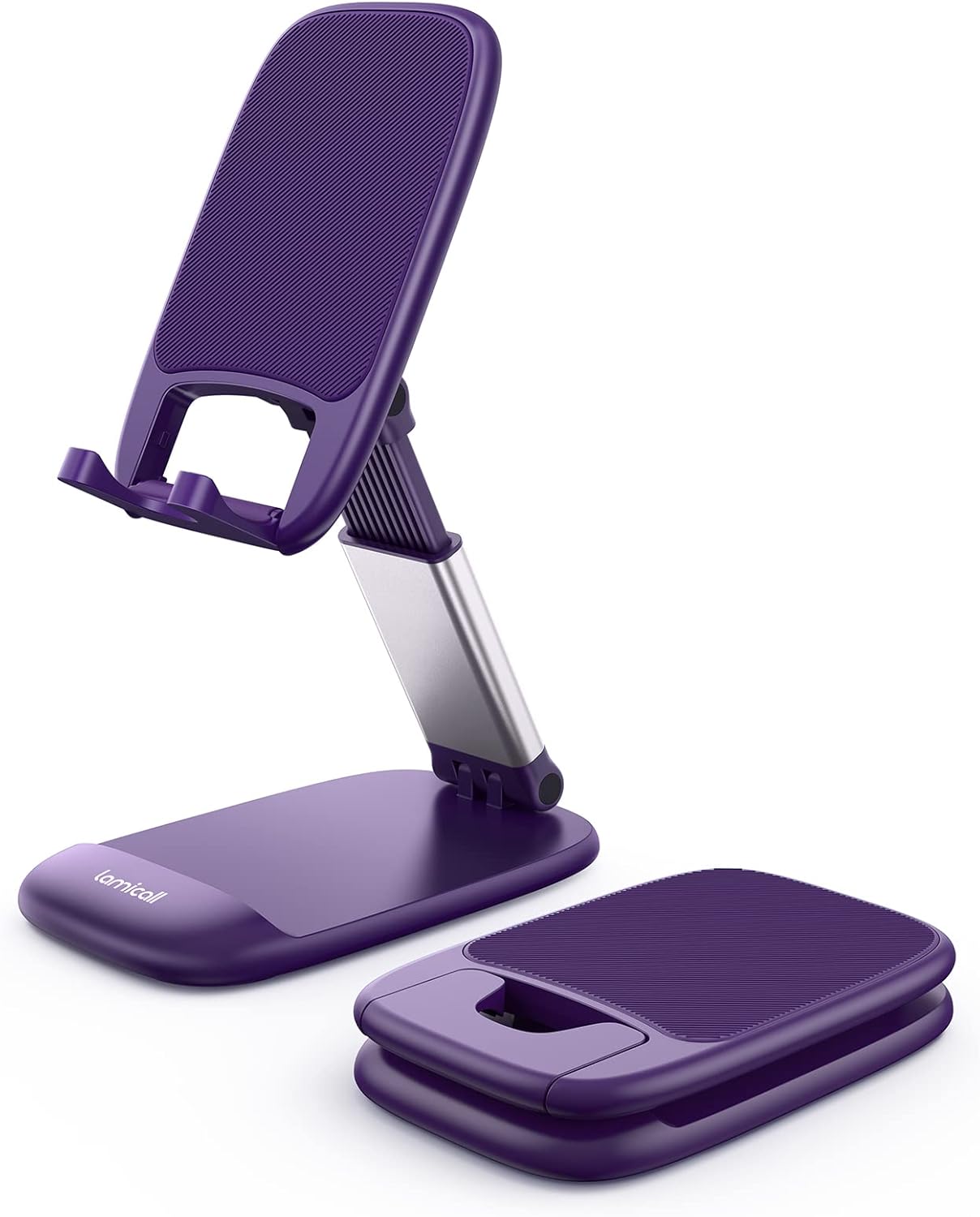 Lamicall Purple Phone Stand for Desk - Dark Purple Cell Phone Holder Desktop Office Must Have Compatible with iPhone 13 Pro Max Mini, 12 11 XR X 8 7 6 Plus SE, 4-8'' Smartphone