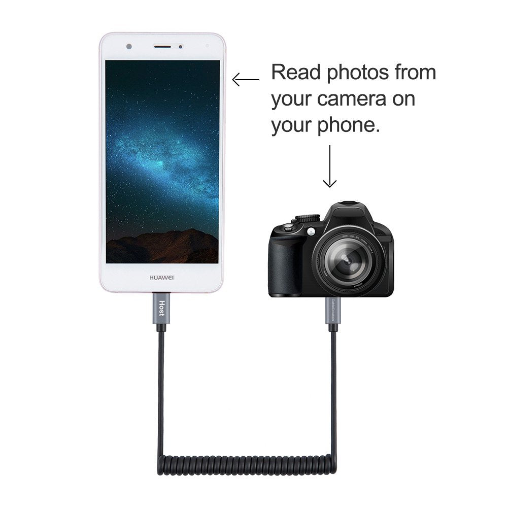 CableCreation Micro USB to Micro USB Coiled Cable 0.56ft to 4ft, Coiled Micro OTG Cable with Gold Plated Connector Aluminium Shell Works for Raspberry Pi Zero, Smart Phones, DJI Remote, Black