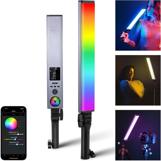 NEEWER RGB Light Wand with 2.4G/APP Control, Upgraded 360° Touchable RGBWW Hue Mixer Photography Handheld LED Video Lighting Stick with 2500K-10000K, CRI/TLCI97+, 18 Scenes, 7.4V/31Wh Battery, BH-30S