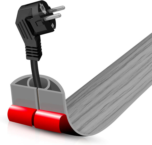 Floor Cord Cover Self Adhesive Cord Hider,3.3FT Cable Management, Extension Strip Protector for Wires, Prevent Cable Trips for Offices, Gyms, Exhibitions Cavity:0.39"(W) x 0.27"(H) Gray Wood