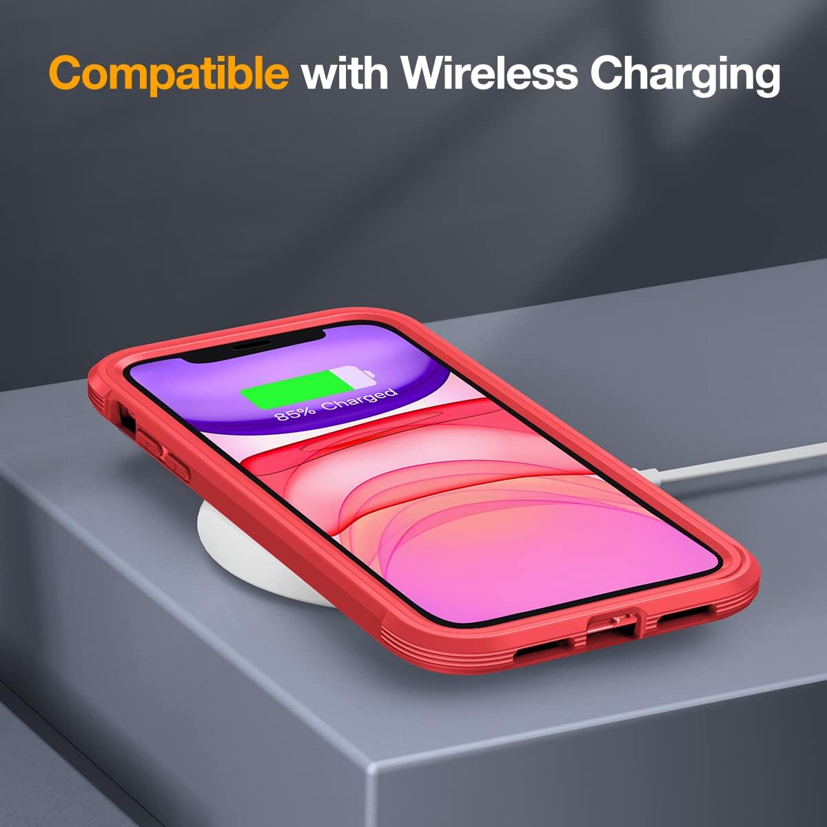 Miracase Glass Series for iPhone 11 Case 6.1 inch, Upgraded Full-Body Rugged Phone Bumper Case Cover with Built-in 9H Tempered Glass Screen Protector and Camera Protector, Red