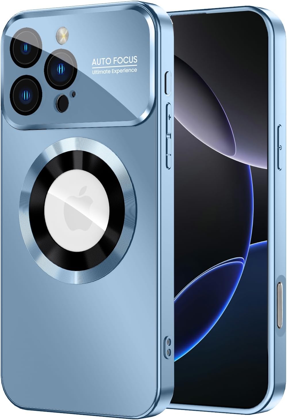 Magnetic for iPhone 16 Pro Max Case, Compatible with MagSafe, Built-in Camera Lens Protector, Logo View, Military Grade Drop Protection Phone Cover, Sierra Blue