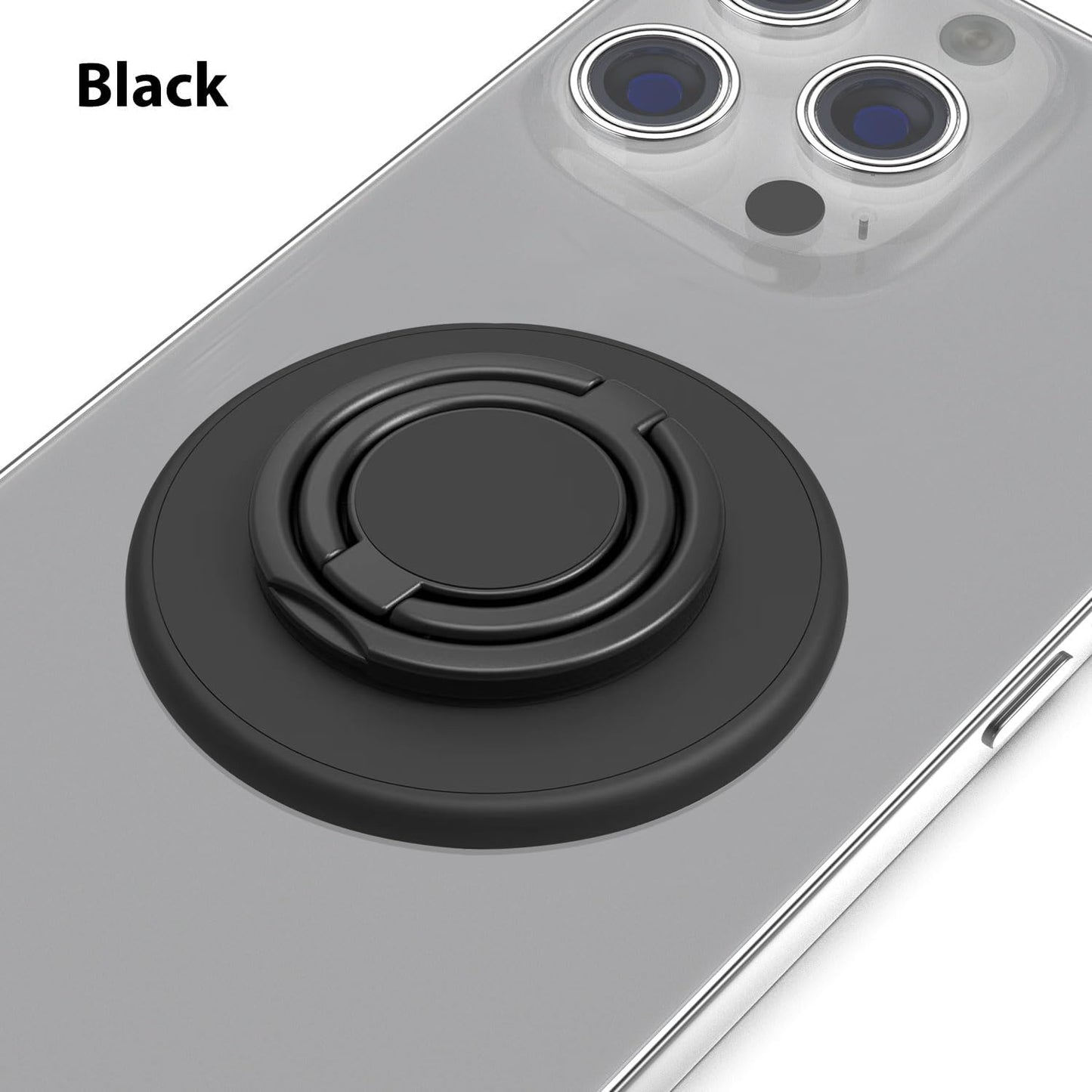Magnetic Phone Grip Compatible with MagSafe,Magnetic Phone Ring Holder Finger Kickstand Wireless Charging Compatible,Adjustable Double Cell Phone Rings Gripper Stand for MagSafe iPhone - Black