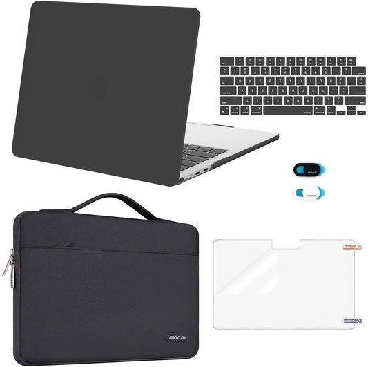 MOSISO Compatible with MacBook Air 13 inch Case 2025 2024 2023 2022 M4 A3240 M3 A3113 M2 A2681, Hard Shell&Sleeve Bag&Keyboard Skin&Webcam Cover&Screen Film for MacBook Air 13.6 inch, Slate Gray