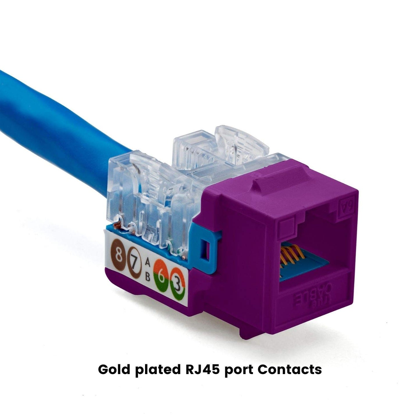 trueCABLE Cat6A Keystone Jack, Unshielded (UTP), 90 Degree Punch-Down, PoE++ (4PPoE), UL Listed, ETL Verified, ANSI/TIA Certified, Modular RJ45 Female, Purple, 48 Pack