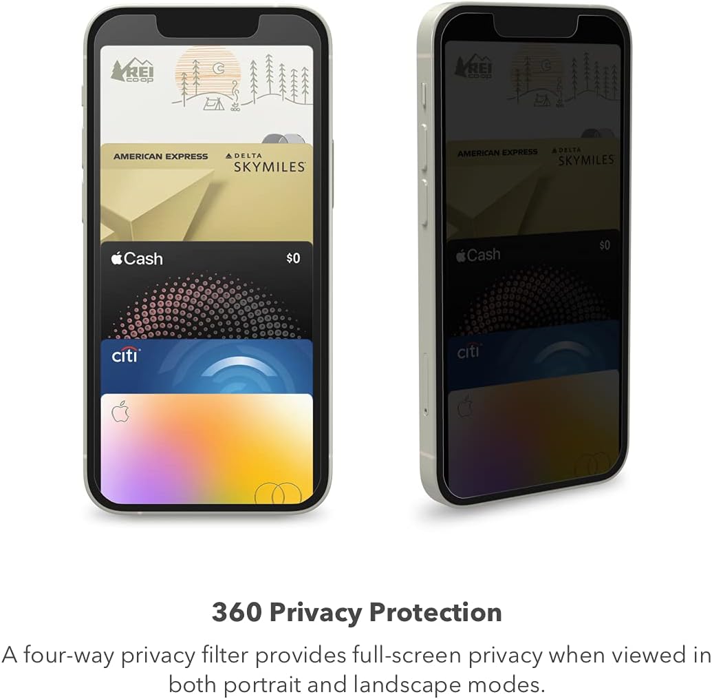 ZAGG InvisibleShield Glass Elite Privacy 360 Screen Protector for Apple iPhone 14 Plus - Four-Way Privacy Filter, 5X Tougher, Anti-Fingerprint Technology, Easy to Install