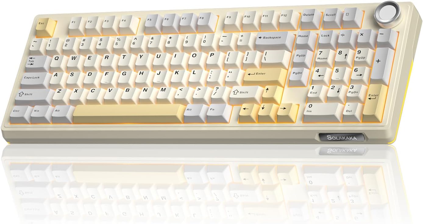 KI99 Pro 96% Wireless Mechanical Gaming Keyboard, Creamy Keyboard with Number Pad, Hot-Swappable Pre-Lubed Switches, Gasket Structure RGB Keyboards for Gamer/PC/Laptop(Beige White)