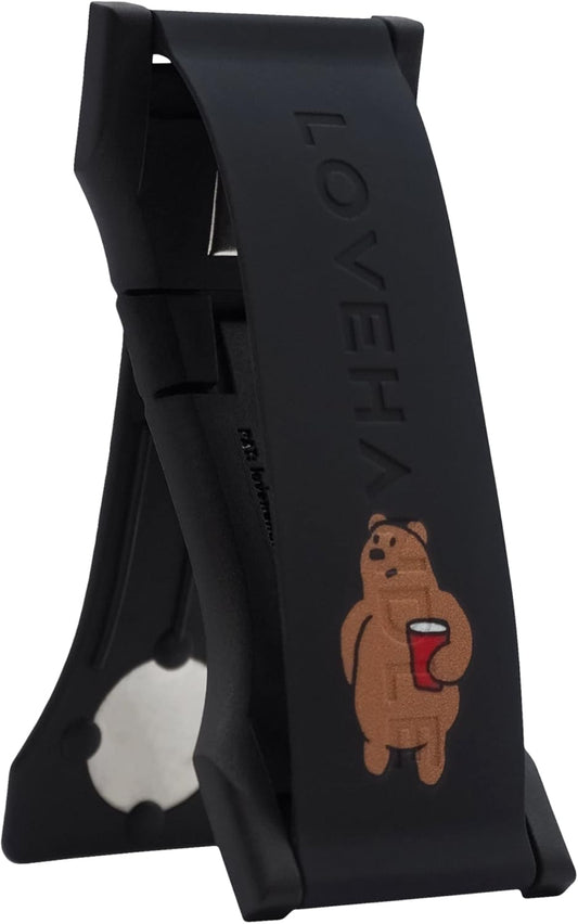 LOVEHANDLE PRO Premium Phone Grip - Silicone Phone Strap - Magnetic Phone Mount and Kickstand for Smartphone and Tablet - Party Bear Silicone