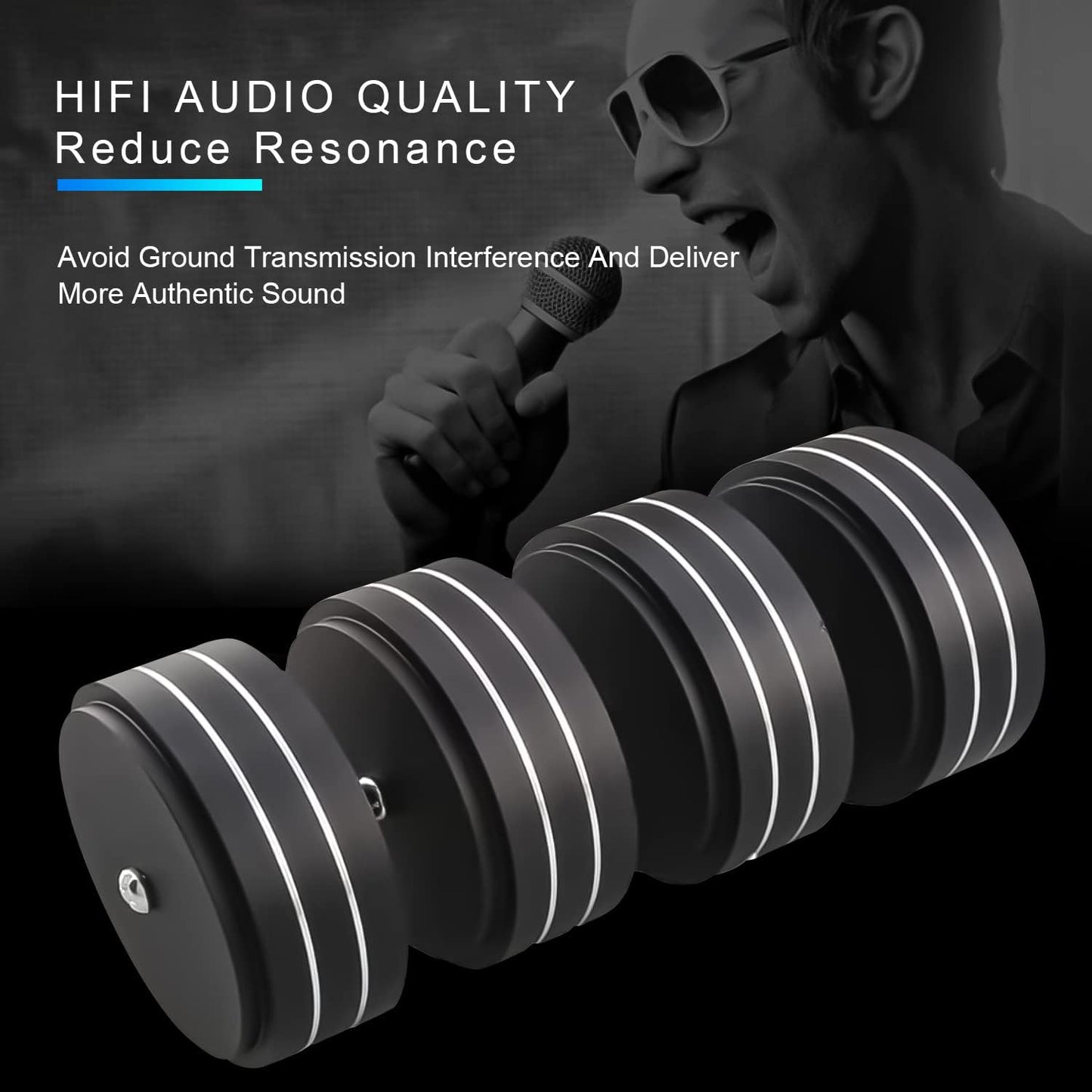 Tertullus 4 Pcs Speaker Feet, 58x22mm Speaker Spikes HiFi Isolation Feet Aluminum Stand Speakers Spikes Audio Pads Turntable Feet for HiFi Amplifier/Speaker/Turntable/Player (Black)