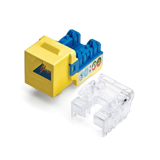 trueCABLE Cat6 Keystone Jack, Unshielded (UTP), 90 Degree Punch-Down, PoE++ (4PPoE) 100W, UL Listed, ETL Verified, ANSI/TIA Certified, Modular RJ45 Female, Yellow, 12 Pack