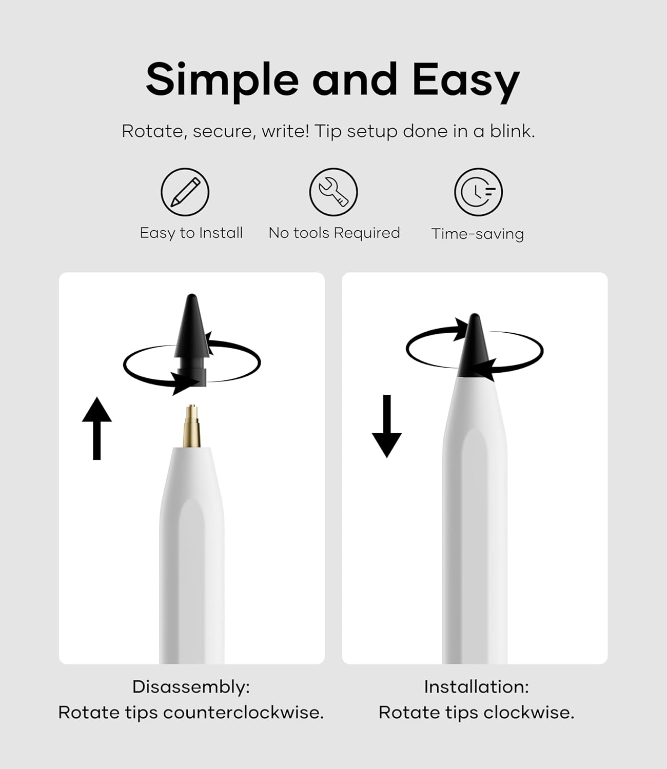 Replacement Pencil Tips for Apple Pencil Pro, Pen Tips for Apple Pencil 2nd Gen/1st Gen/USB-C, Wear-Resisting Pencil Nibs with Storage Box, Pen Nibs Set (6 Pack, Black/White/Purple/Pink)