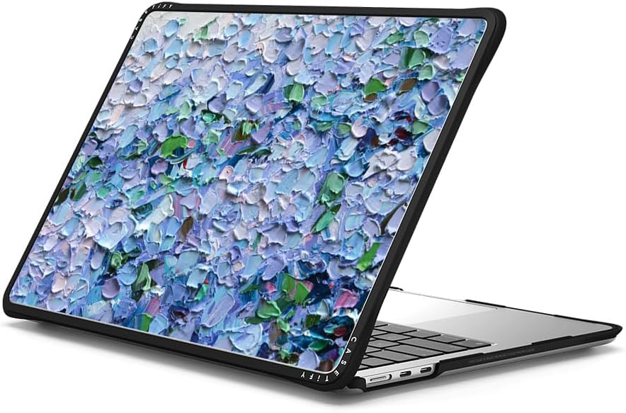 CASETiFY Impact MacBook Air 13.6" (M2-M4) Case [Cushioned Impact Corners/Scratch-Resistant/Anti-Slip Grip] - Nantucket Blue Hydrangeas - Clear Black