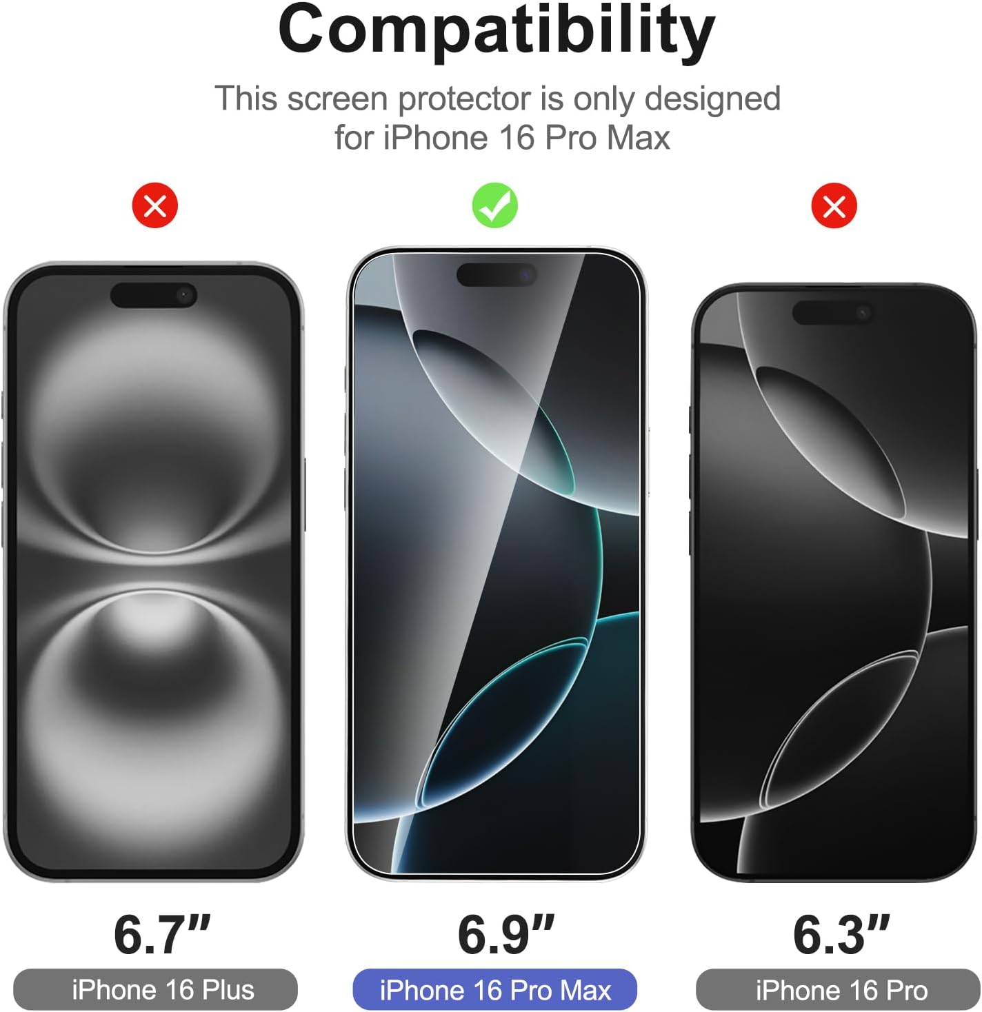 NEW'C 3 Pack Designed for iPhone 16 Pro Max Screen Protector (6.9 inches), Enhanced Tempered Glass Protection with easy installation tool included,Case Friendly Ultra Resistant
