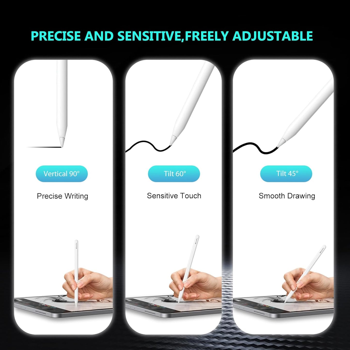 Replacement Tips for Apple Pencil Pro (1st/2nd Gen & USB-C), Upgraded iPad Pen Tips with Carrying Case, Precise Stylus Accessories - 6 Pack, Blue