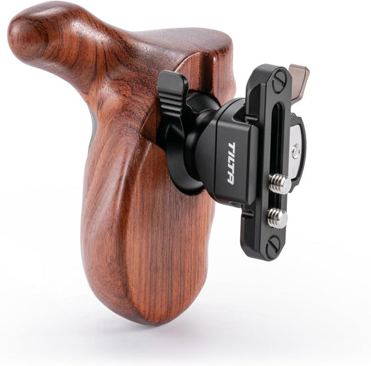 Tilta Advanced Left Side Wooden Handle (NATO Rail - Type VIII) | Black Walnut Wood & Aluminum Alloy Build | Quick Release Button