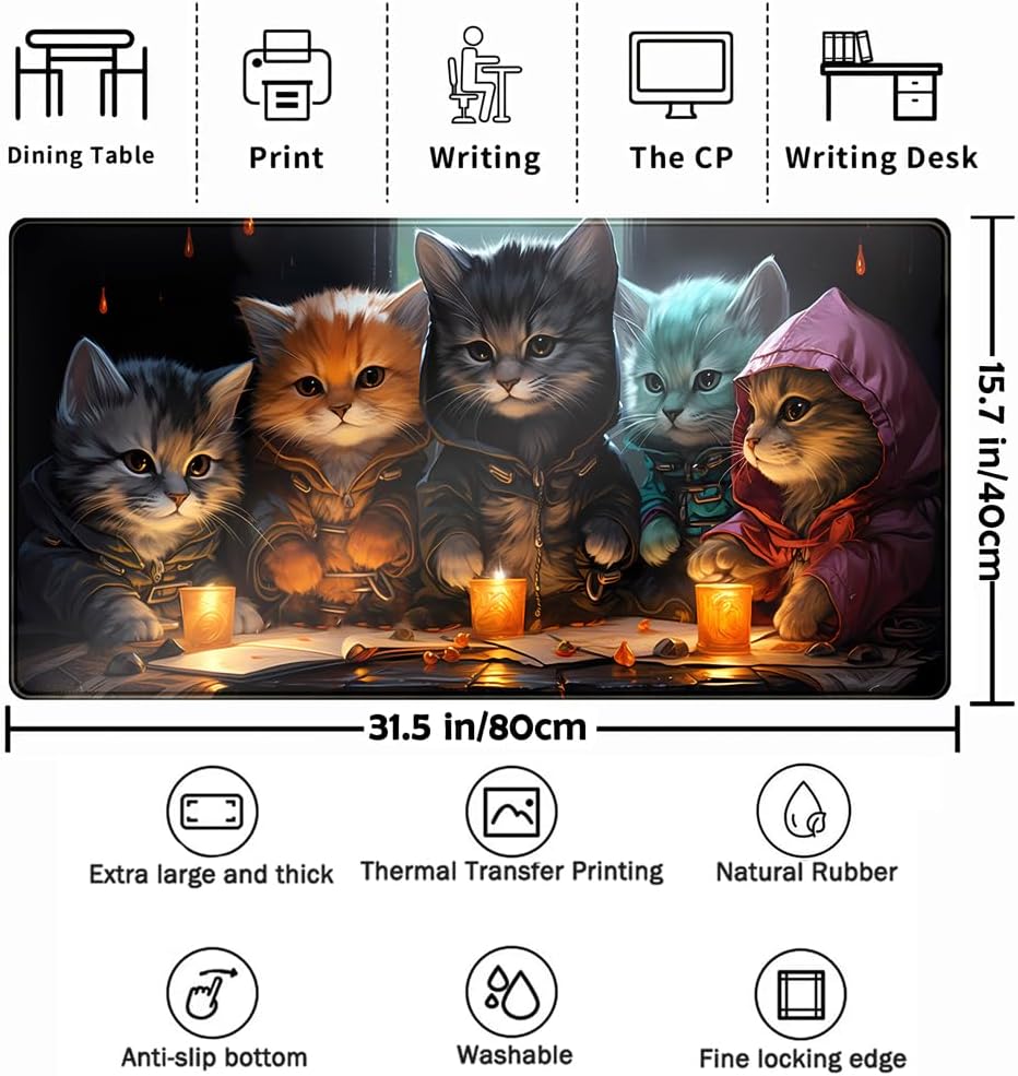 Commander Roleplay Desk Pad Mat Role Gaming XXL Big Mouse Pad Gaming Tabletop Game Gamer Gift - Mousepad XXL Laptop Computer Keyboard Pad with Stitched Edges Anti-Slip Funny Deskpad 31.5x15.7 in