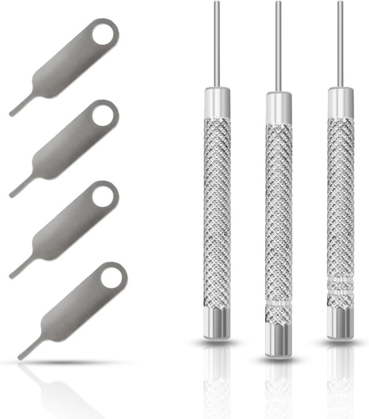7 Pcs SIM Card Removal Tool - SIM Ejector Tool Tray Eject Pins Compatible with All Smartphone iPhone iPad Samsung HTC, Includig 3 Size Watchchain Link Remover