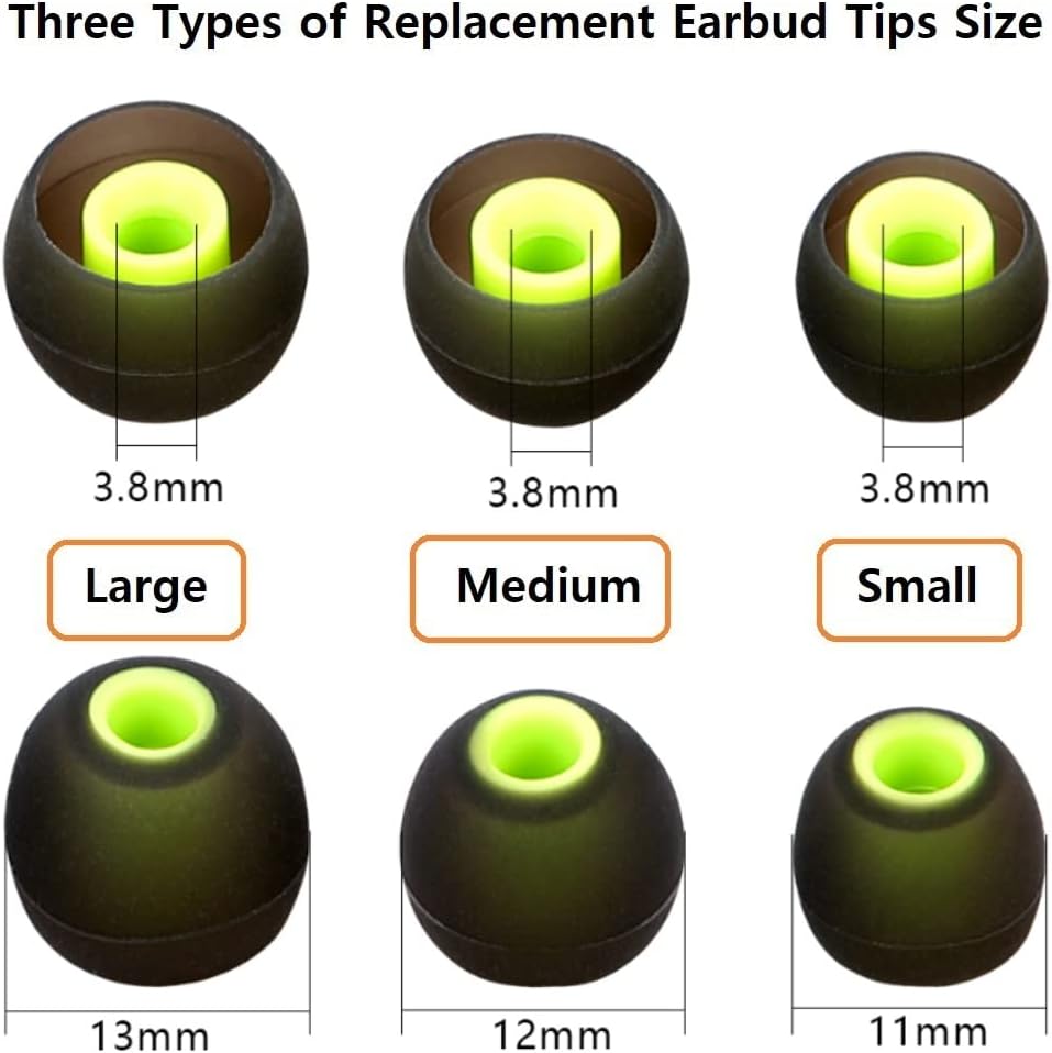 Earbud Tips Replacement Earbud Tips Ear Bud Replacement Pieces Silicone Soft and Comfortable Fit for Inner Hole from 3.8mm - 5.1mm Earphones 9 Pairs S/M/L