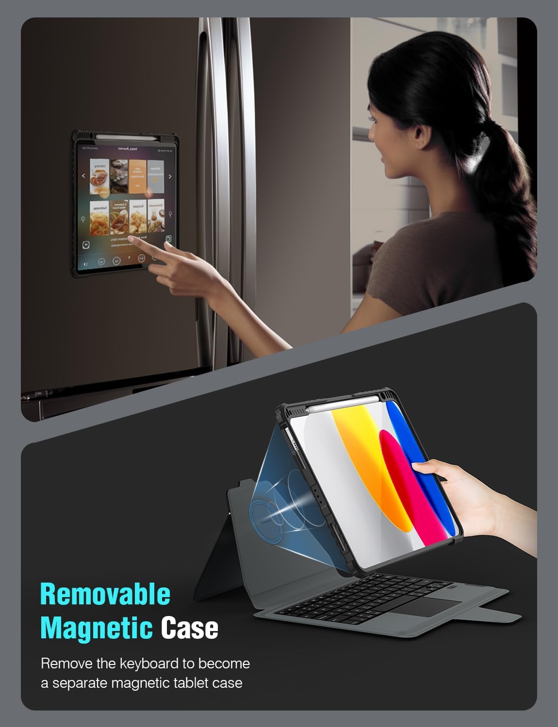 Nillkin for iPad 10th Generation Case with Keyboard & iPad 11th (A16, 2025), Magic-Style Magnetic Detachable Backlit Keyboard Case with Camera Cover and Multi-Touch Trackpad for 10th Generation