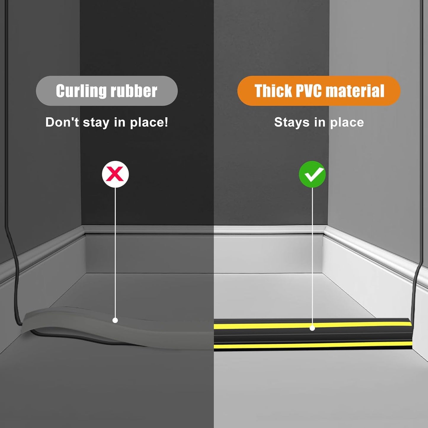 10 ft Cord Covers for Wires on Floor, Heavy Duty PVC Duct Floor Cord Cover, Floor Cable Cover Easy to Unroll Prevent Trip Hazard for Home Office or Outdoor Settings (2pcs)