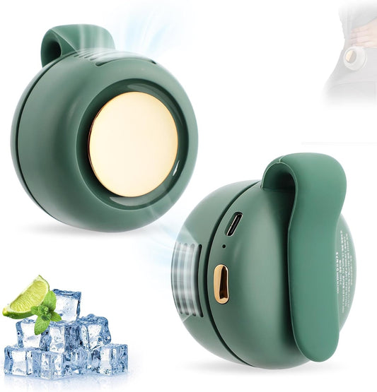 Small Clip Fan, Personal Waist Fans,Portable Silent Mini Bladeless Fan Clip On for Shirt,Hands-Free Personal Clip Fans 3 Speeds,Clips on Waist Neck Fanes for Outdoor,Camping,Travel,Office (Green)