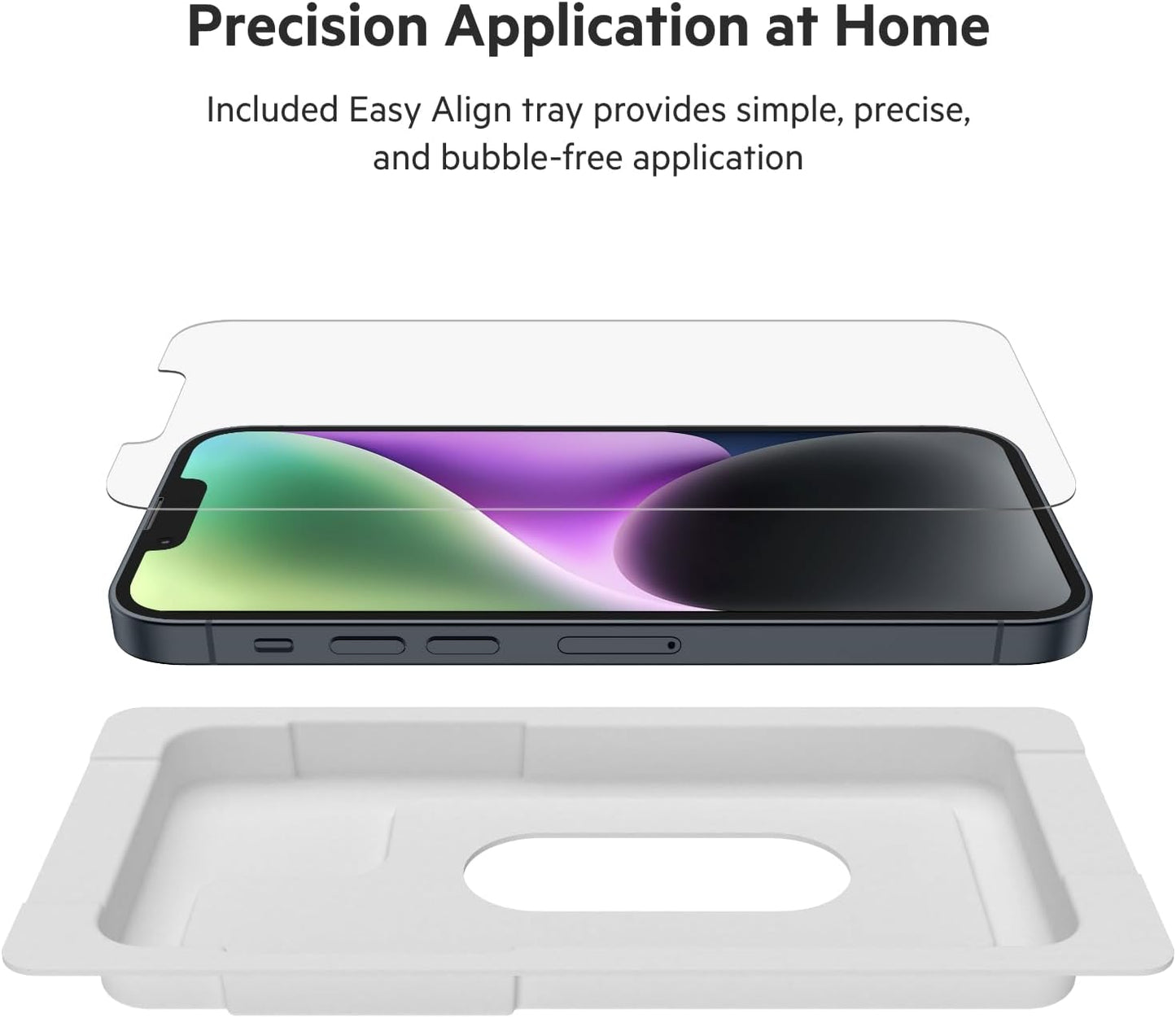 Belkin Tempered Glass Treated Screen Protector for iPhone 14, iPhone 13, & 13 Pro - Scratch-Resistant Impact Protection w/Included Easy Align Tray for Bubble-Free Application