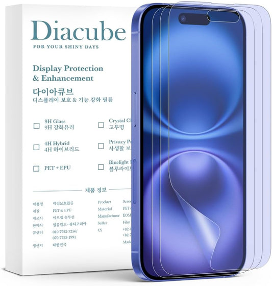 3-Pack Anti-Blue Light Matte Screen Protector For iPhone 16 [Support Fingerprint Unlock] Anti-Glare, Anti-Fingerprint [Eye Protection] Bubble-Free Installation with Alignment Jig