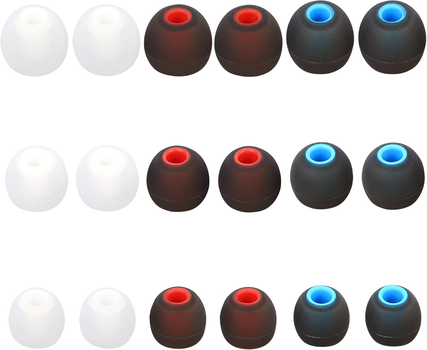 Replacement Earbud Covers - Silicone Ear Tips Fit Most In-Ear Earbuds (Inner Hole 3.8mm - 5.1mm) - 9 Pairs S M L