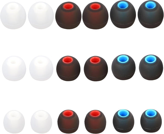 Replacement Earbud Covers - Silicone Ear Tips Fit Most In-Ear Earbuds (Inner Hole 3.8mm - 5.1mm) - 9 Pairs S M L