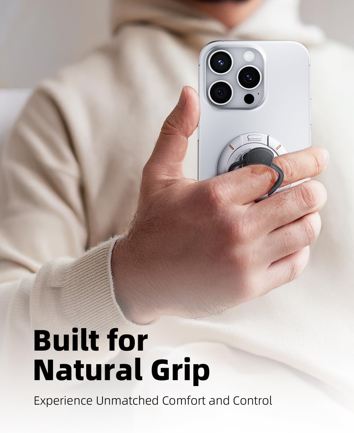 TODI for MagSafe Phone Grip Stand, 3-in-1 Magnetic Finger Ring Holder with Double-Sided Magnet, Fidget Toy Design, Magnetic Phone Stand for iPhone 16/15/14/13/12 Series (White)