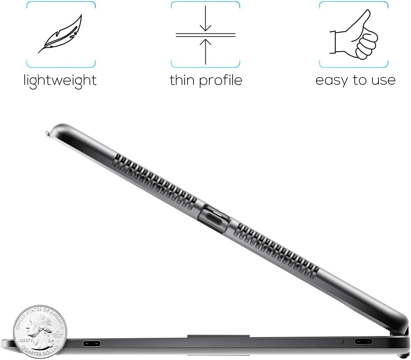 typecase Touch iPad 9th Generation Case with Keyboard (10.2", 2021), Multi-Touch Trackpad, 10 Color Backlight, 360° Rotatable, Thin & Light for iPad 8th Gen, 7th Gen, Air 3, Pro 10.5 (Space Gray)