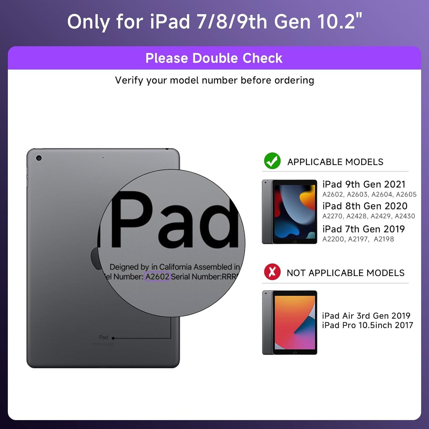 Transparent Case with Keyboard for iPad 9th (7th, 8th, and 9th Gen)10.2 Inch ,with 7-Color Backlit Wireless Keyboard,360°Rotatable Protective Case Multi-Touch Trackpad,with Pencil Holder,Purple