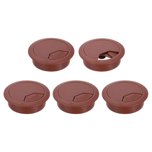 uxcell 5 Pcs 53mm (2.09 Inch) Desk Grommet, Plastic Cable Hole Cover, Wire Cord Cable Organizer for Home Office Computer Desk Cabinet, Brown